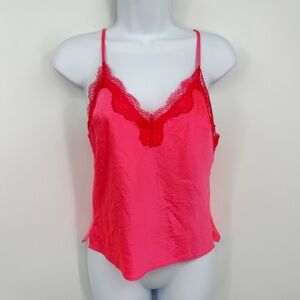 Victoria's Secret Coral Lace Trim Camisole V Neck Size XS Fairy